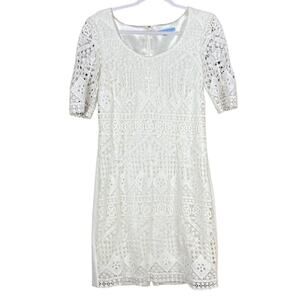 Antonio Melani Short Sleeve Lace Sheath Dress Ivory Size 8